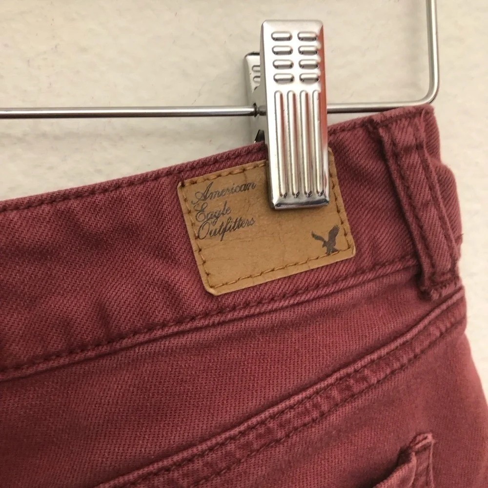 American Eagle Stretch Burgundy Cutoff Microshorts